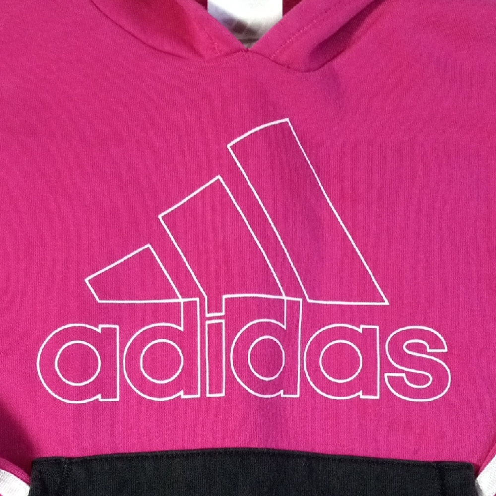 Kids Adidas Classic Pink and Black Hoodie Size 7 Girl - Picture 3 of 7